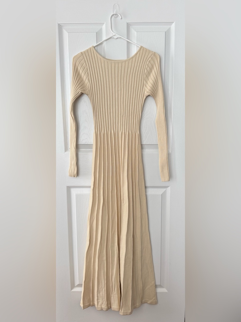 Petal & Pup Women's Ribbed Long Sleeve Knit Dress Cream- Size XS